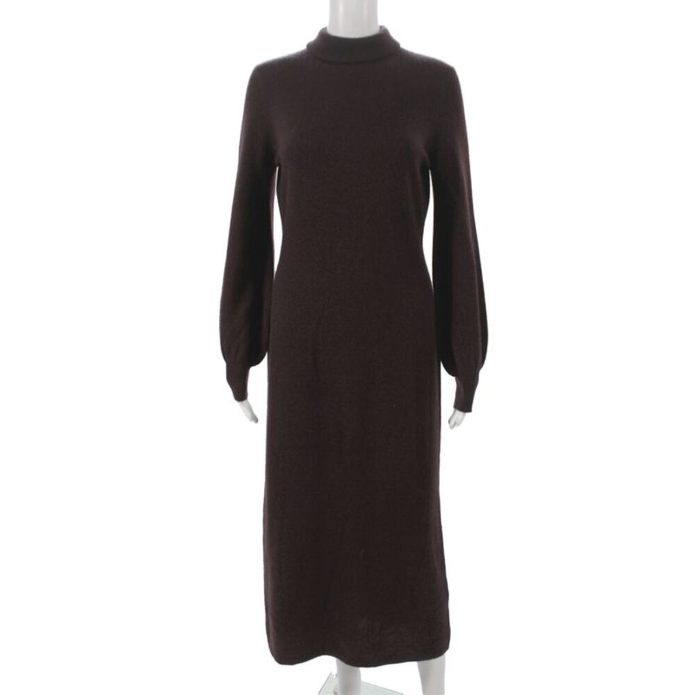 Neiman Marcus Women Brown Cashmere Sweater Dress Long Sleeve Midi Size M